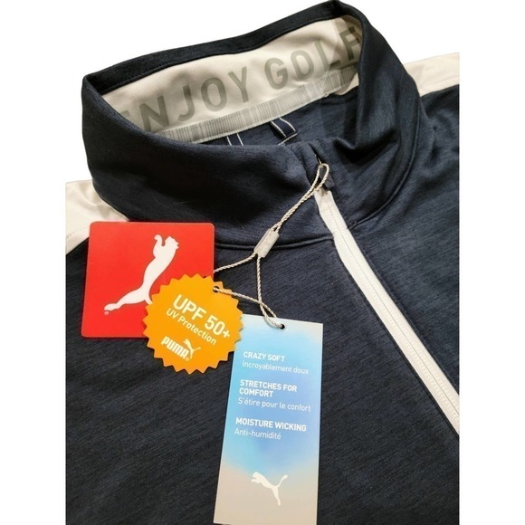 PUMA Large Cloudspun T7 Vest UPF 50+ Navy Blazer Bright White LaBatt Blue NWT - Picture 3 of 12